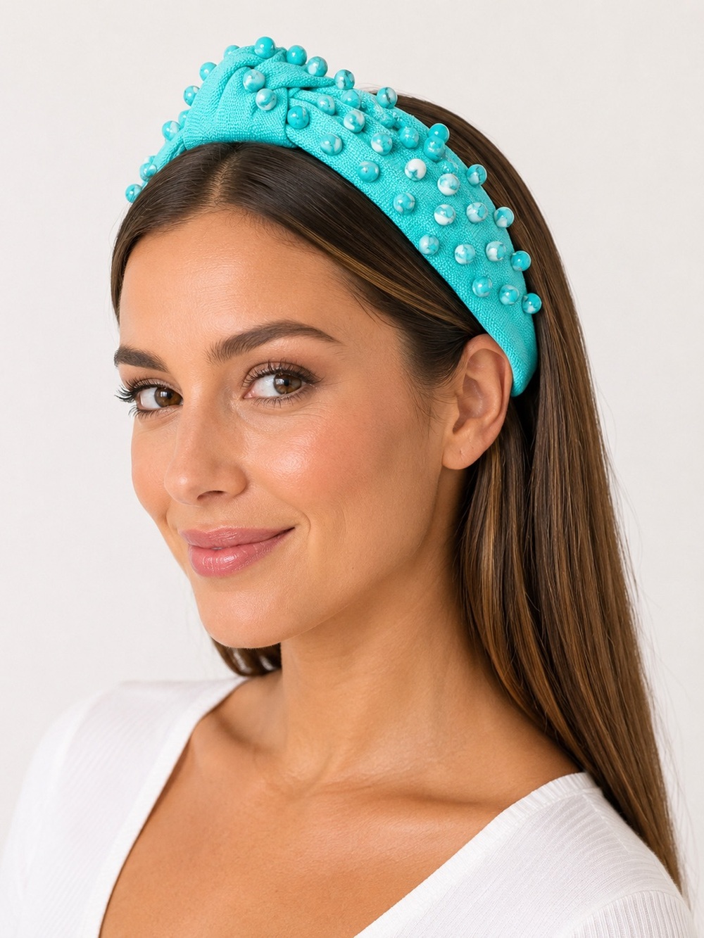 Lele Sadoughi Pistachio Knotted Beaded Headband With Dust Bag